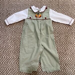 Petit Ami long sleeve longall, turkey themed 12mo